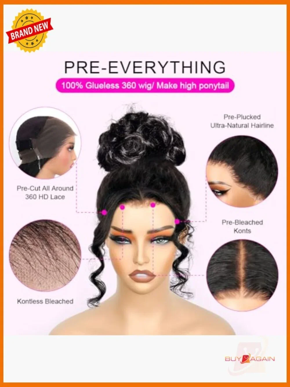 360 Lace Front Wig Human Hair Body Wave 180 Density Glueless Pre Plucked